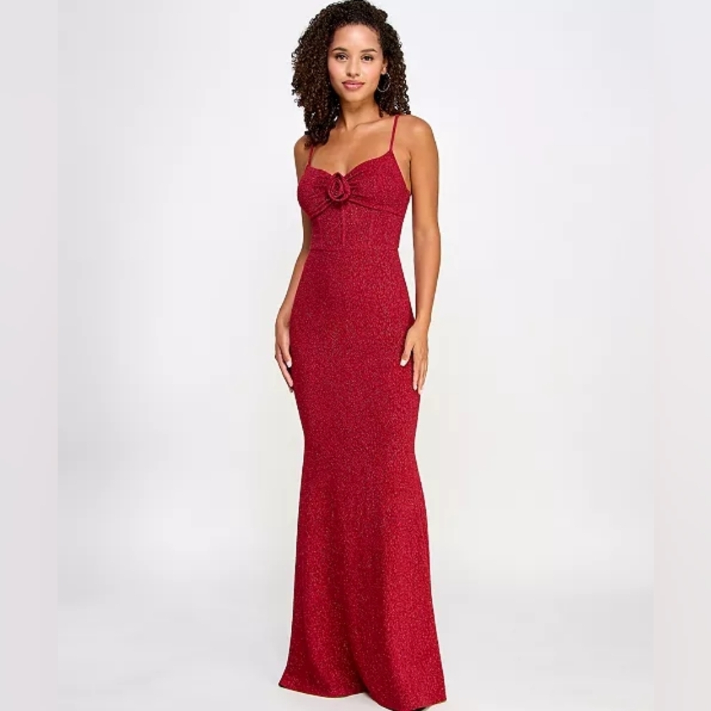 Nwts, Shimmer Elegant Red Evening Gown. Sz S